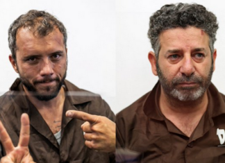 Two foreign activists -- Brazilian Thiago Ávila and Spanish Palestinian Saif Abukeshek -- from a Gaza-bound flotilla who were kidnapped and taken to Israel for interrogation and appeared before an Israeli court on May 3 and again two days later