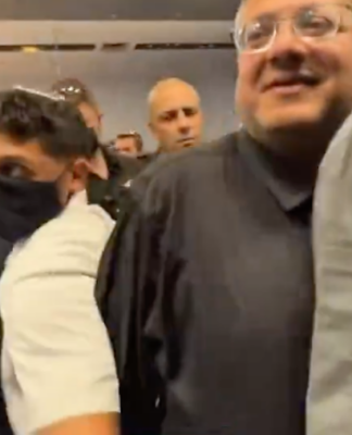 Israeli Security Minister Itamar Ben-Gvir gloating as security forces mistreat the Global Sumud Flotilla captives
