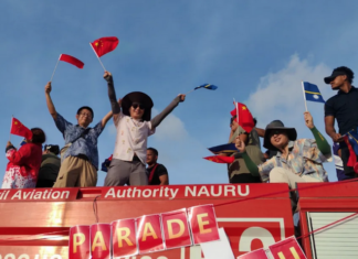 Chinese embassy staff in Nauru with government officials hosted a New Year Candy Parade on 2 January 2026