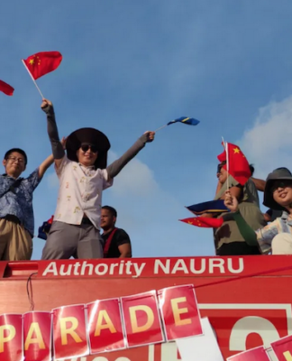 Chinese embassy staff in Nauru with government officials hosted a New Year Candy Parade on 2 January 2026