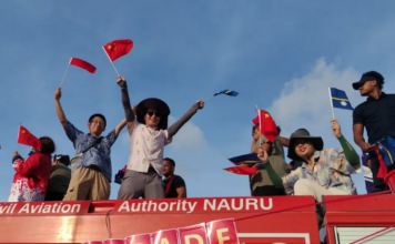 Chinese embassy staff in Nauru with government officials hosted a New Year Candy Parade on 2 January 2026