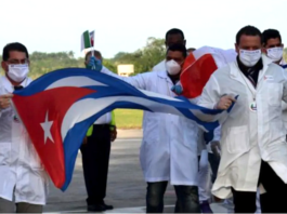 Cuban doctors arriving back from Italy following the covid outbreak in 2020