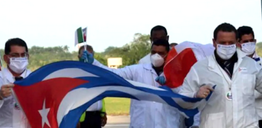 Cuban doctors arriving back from Italy following the covid outbreak in 2020