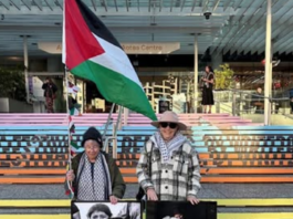 An Auckland Writers' Festival vigil with Marika (left) and Kathy