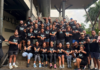 Fiji media workers of the Fijian Media Association celebrate a belated World Press Freedom Day in the capital Suva