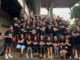 Fiji media workers of the Fijian Media Association celebrate a belated World Press Freedom Day in the capital Suva