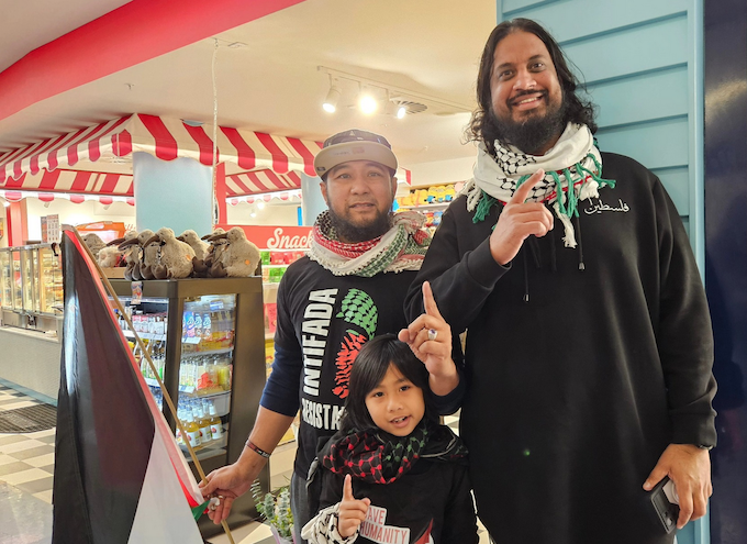 Global Sumud Aotearoa flotilla supporters at the airport welcome today