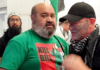 Gaza freedom flotilla activist Hāhona Ormsby (right) being welcomed home at Auckland International Airport on Sunday