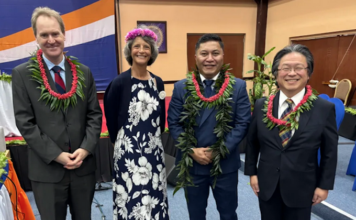 Marshall Islands Foreign Minister Kalani Kaneko (second from right) has been leading advocacy for island US military veterans