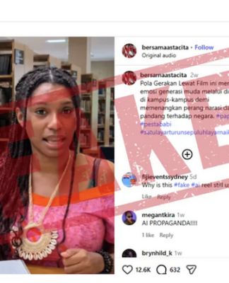 The AI-generated fake footage on Instagram shared by an Indonesian nationalist account @bersamaastacita showing Koteka Wenda speaking out