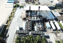 A drone view of the Marshalls Energy Company's main power plant in Majuro