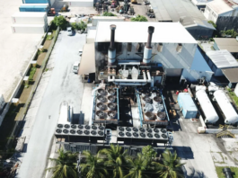 A drone view of the Marshalls Energy Company's main power plant in Majuro