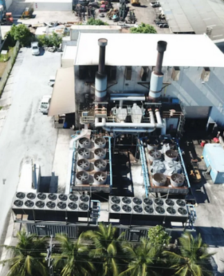 A drone view of the Marshalls Energy Company's main power plant in Majuro