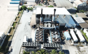 A drone view of the Marshalls Energy Company's main power plant in Majuro