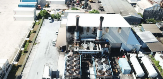 A drone view of the Marshalls Energy Company's main power plant in Majuro