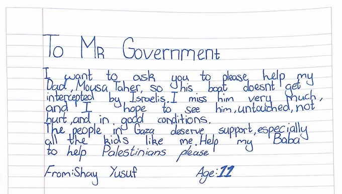 Eleven-year-old Shay Yusuf's appeal letter for his father