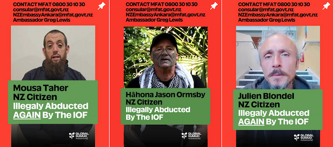 The three New Zealanders abducted by the Israel military