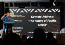 PINA president Kalafi Moala addresses the Media Council of Papua New Guinea