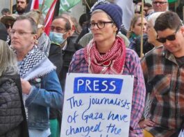 A New Zealand protest over the Gaza genocide with a focus on the media