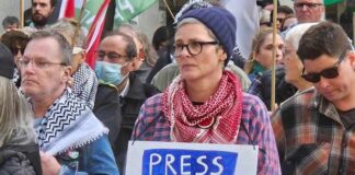 A New Zealand protest over the Gaza genocide with a focus on the media