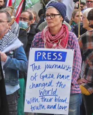 A New Zealand protest over the Gaza genocide with a focus on the media