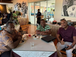 Solomon Islands journalists Eddie Osifelo (from left), Jenny Kay and Robert Iroga at the 2026 World Press Freedom Day celebration in Honiara