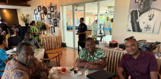 Solomon Islands journalists Eddie Osifelo (from left), Jenny Kay and Robert Iroga at the 2026 World Press Freedom Day celebration in Honiara