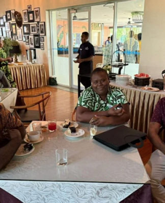 Solomon Islands journalists Eddie Osifelo (from left), Jenny Kay and Robert Iroga at the 2026 World Press Freedom Day celebration in Honiara