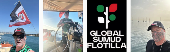 Hāhona Ormsby at sea with the Global Sumud Flotilla humanitarian aid bid to break Israel's illegal blockade