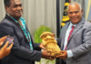 Vanuatu Prime Minister Jotham Napat (right) and FLNKS president Christian Téin during a meeting in Port Vila