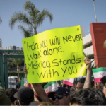 Fans bid farewell to the Iranian team’s players outside their hotel in Tijuana, Mexico