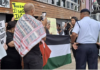 Fiji police questioning protesters at the pro-Palestine picket across the street from the new Israeli Embassy in Suva being officially opened today