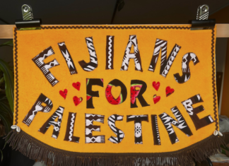 Fijians for Palestine – an antidote to ‘Suva sycophancy’ over Israel A mini banner inspired and dedicated to Fijians for Palestine Solidarity Network and the Fiji Women's Crisis Centre protests