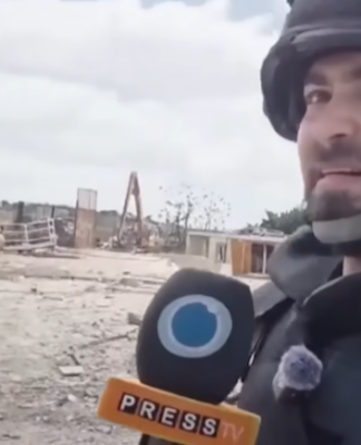 Press TV journalist Hadi Hoteit reporting in southern Lebanon
