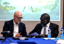 Bougainville President Ishmael Toroama (right)