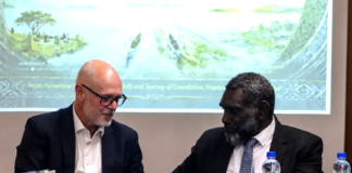 Bougainville President Ishmael Toroama (right)