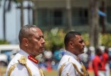 Republic of Fiji Military Forces commander Major-General Ro Jone Kalouniwai (left)