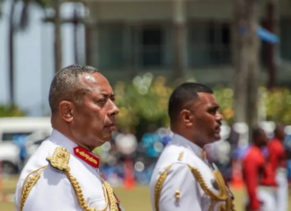 Republic of Fiji Military Forces commander Major-General Ro Jone Kalouniwai (left)