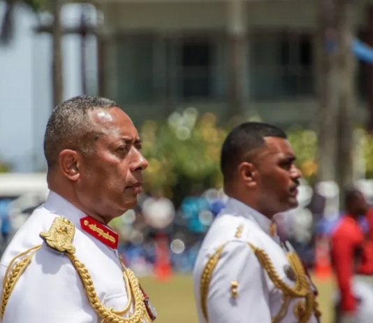 Republic of Fiji Military Forces commander Major-General Ro Jone Kalouniwai (left)