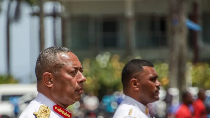 Republic of Fiji Military Forces commander Major-General Ro Jone Kalouniwai (left)