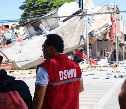 Government field officers assess the condition of communities and collapsed structures in General Santos City