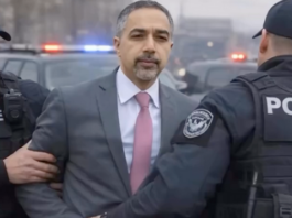 An AI-generated image depicting Trita Parsi being arrested by ICE agents