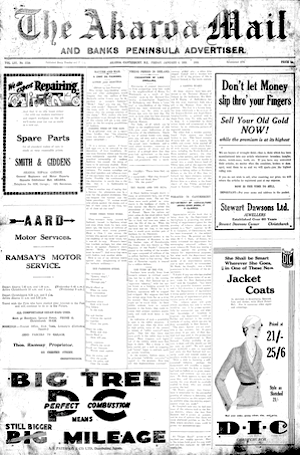 How The Akaroa Mail used to look in 1933 . . .