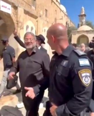 Israeli Security Minister Itamar Ben-Gvir and rightwing Israelis under military protection storm the Al-Aqsa Mosque