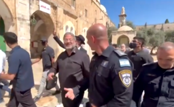 Israeli Security Minister Itamar Ben-Gvir and rightwing Israelis under military protection storm the Al-Aqsa Mosque