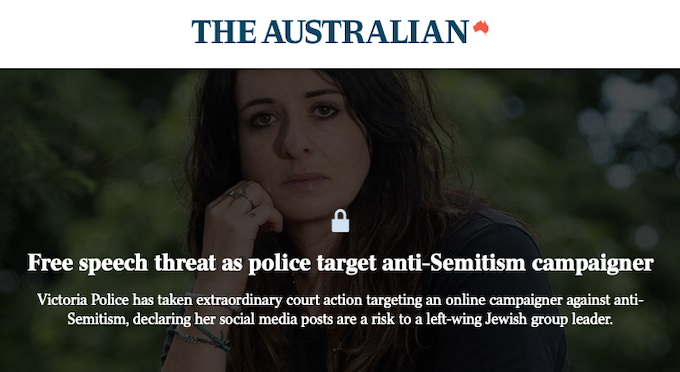 The Australian article targeting human rights lawyer Sarah Schwartz