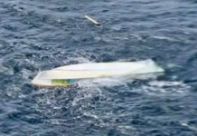 One of the capsized boats off the coast of PNG's East New Britain