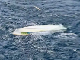 One of the capsized boats off the coast of PNG's East New Britain