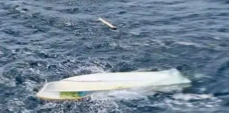 One of the capsized boats off the coast of PNG's East New Britain