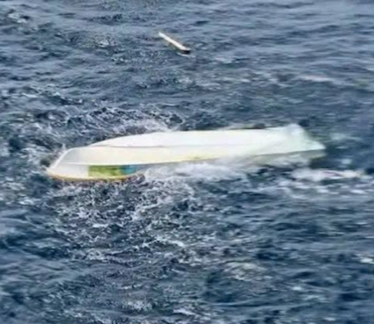One of the capsized boats off the coast of PNG's East New Britain